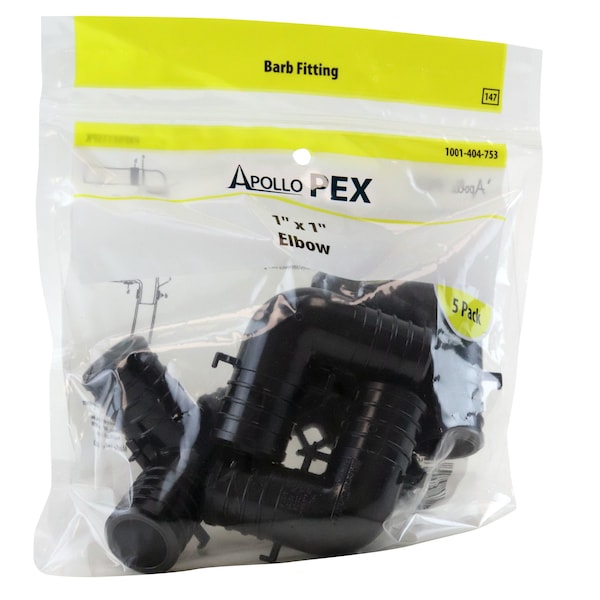 Apollo 1 in. Plastic PEX Barb 90-Degree Elbow (5-Pack), 5PK PXPAE115PK - main